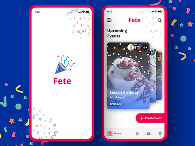 FETE Party Manager App app ui day8 event event app manager party uiux xddailychallenge