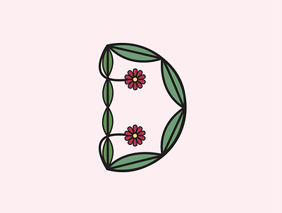 Letter D adobe illustrator design floral design illustration typography vector