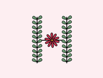 Letter H adobe illustrator design floral design illustration typography vector