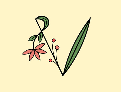 Letter V adobe illustrator design floral design illustration typography vector