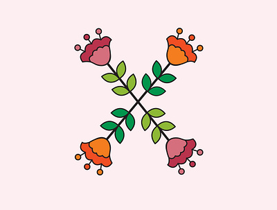 Letter X adobe illustrator design floral design illustration typography vector