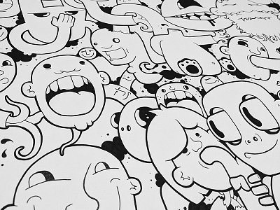 Mural I art black and white character design characters doodle illustration line art mural murals surrealism vector wall art