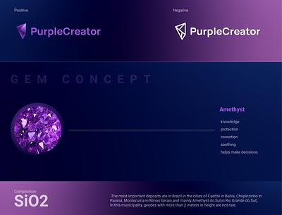 PurpleCreator Branding amethyst branding branding and identity crypto gem graphic design illustration logo nft plataform purple stone web