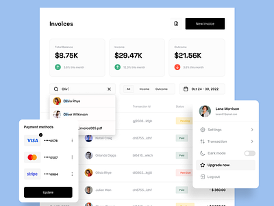 Invoices - online invoice dashboard app design typography ui ux