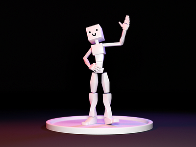Playing with Poses #2 - Waving animation art cgi color cube cute fun hello pose poses render smile smiley wave waves