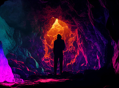 Lost 6 Feet Under 2d art cave digital illustration neon