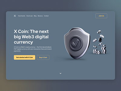 X Coin / Web3 Crypto Website 3d branding crypto design graphic design ui ux website