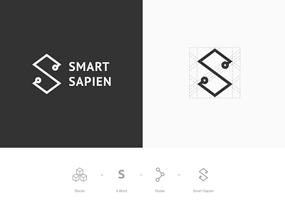 Smart Sapien Logo blockchain branding design flat icon logo technology vector