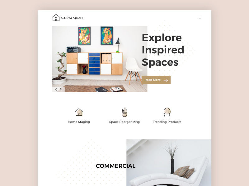 Inspired Spaces Website ux website whitespace landing page decor home creative clean branding web design ui