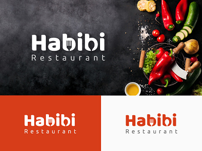 Habibi Restaurant Logo branding clean creative design food fork logo negativespace restaurant spoon