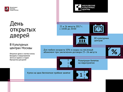 Infographics of Moscow Culture Centers Open day blue culture culture centers infographics moscow open day russia