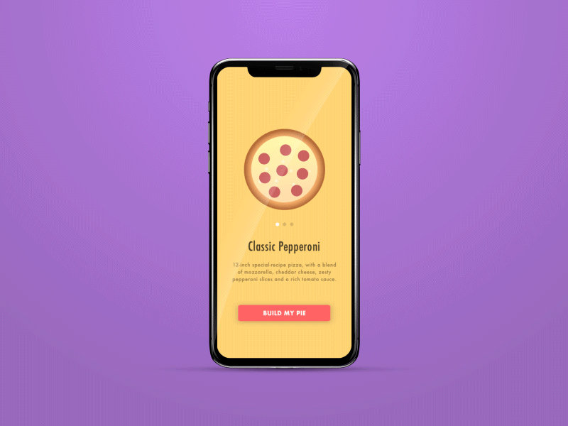 Pizza Picker animation app ui