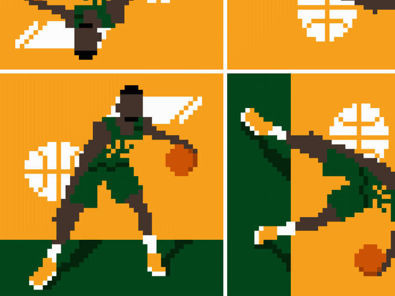 Mitchell animation basketball color design flat illustration pixel pixelart utah jazz vector