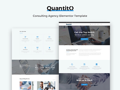 Quantito — Consulting Agency Elementor Template agency business consulting corporate services template web design web development website wordpress