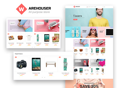 Warehouser — Multibrand Online Store Elementor Template accessories ecommerce shop elementor fashion multibrand template webdesign website wordpress