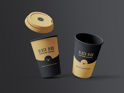 Black Bird coffee cup design black brand brand identity branding coffee coffee cup gold graphic design brand logo creation logo designer strategy