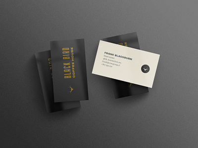 Black Bird business cards beige black brand brand identity branding business card coffee brand gold graphic design brand illustration logo logo creation logo designer strategic design