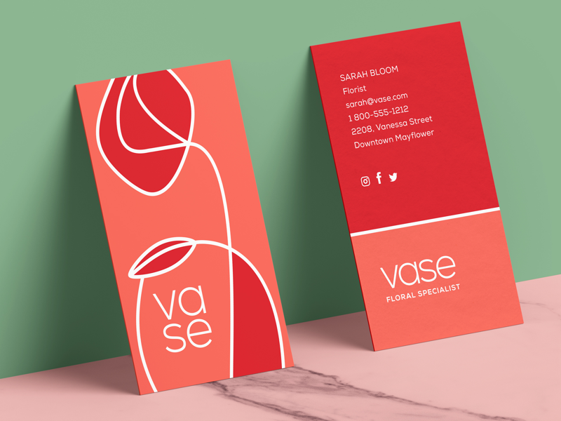 Vase’s business card. minimalist design flower shop flower branding and design graphic designer logo identity brand branding business card