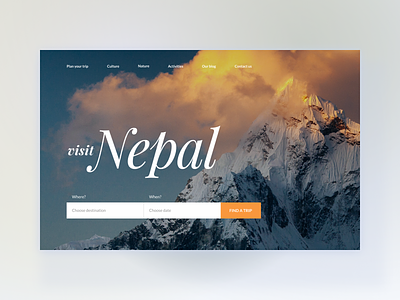 Travel to Nepal design desktop flat interaction minimal travel travel agency travelling ui ux web web design