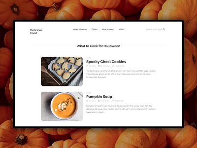 Delicious Food | Recipe Website Concept for Halloween