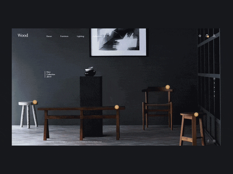 luxury shop animate black chair design gif interior design loft luxury minimal promo shop table web