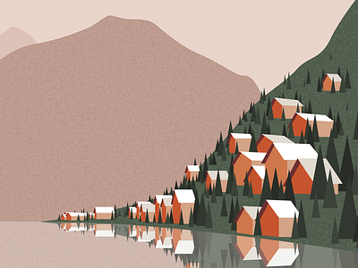 Nordic Mountain Village adobe illustrator design flat illustration landscape mountain nordic vector vector artwork