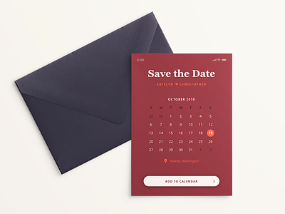 UI Save The Date app app design calendar design flat invitation invitation design minimal print print design save the date ui vector visual design wedding