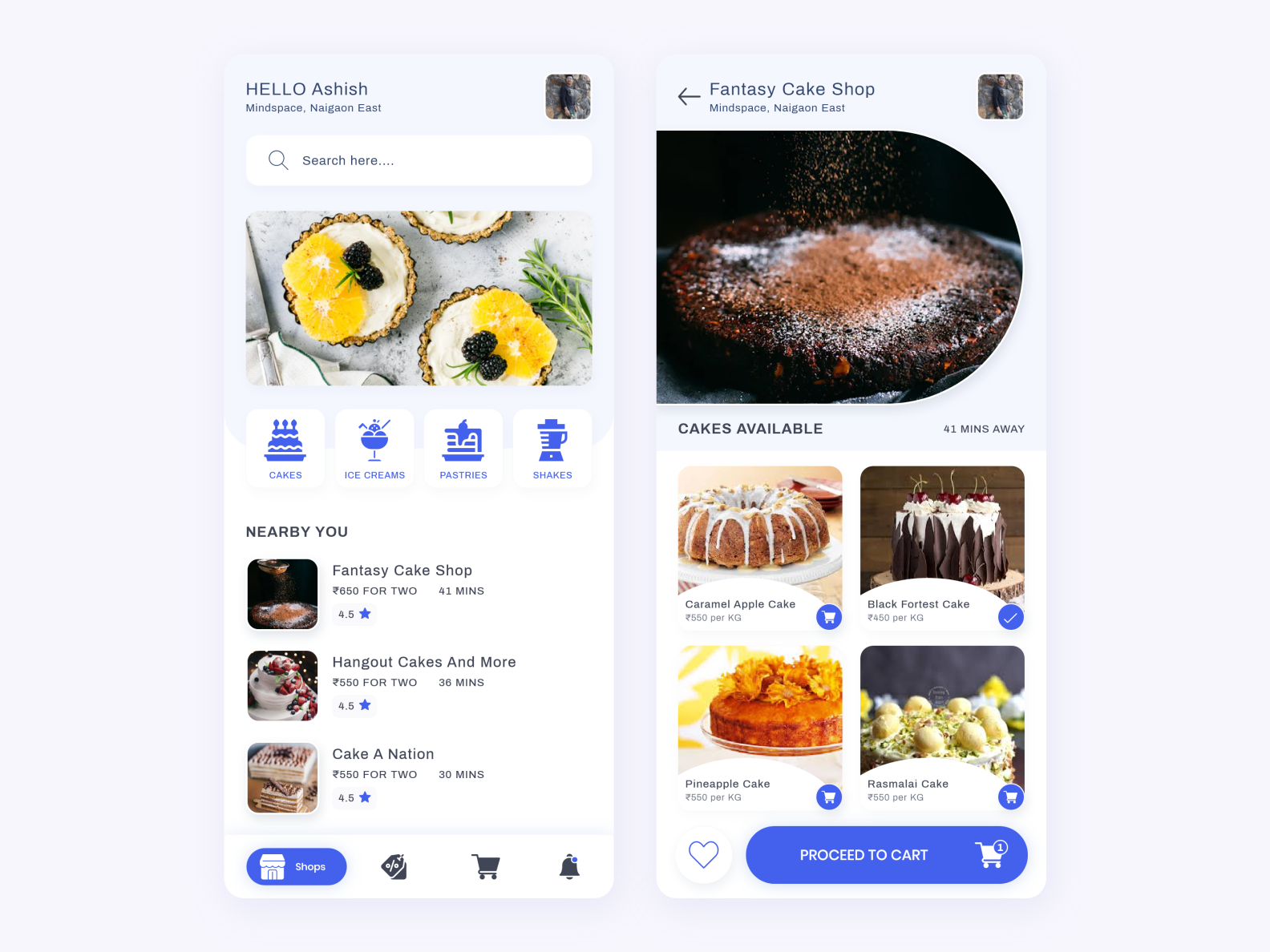 Cake's App UI by ASHISH SOUNDALKAR on Dribbble