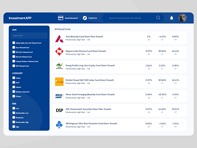 Investment Web UI adobe xd card design design finance investing investment ui ux web webapp webapp design website