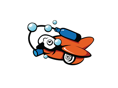 Scubafly logo character diver fish frane frane gorjanc gofra gorjanc illustration logo plane symbol