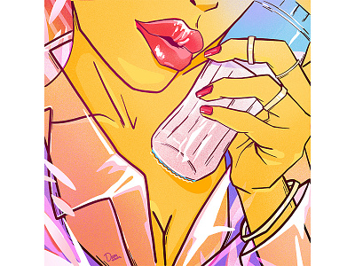 lemonade girl illustration lemonade lips music cover summer