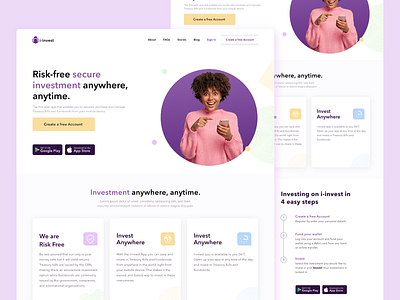 Investment Platform adobexd design landing page landing page design product design shot ui user interface ux