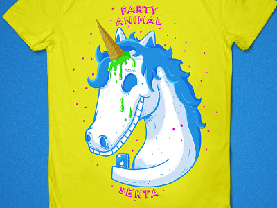 Party Animal animal blue mane doodle fan horse ice cream new year party party animal t shirt unicorn сosplay