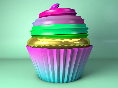 Cupcake 3d c4d colorful cupcake eyedesyn study tutorial vivid