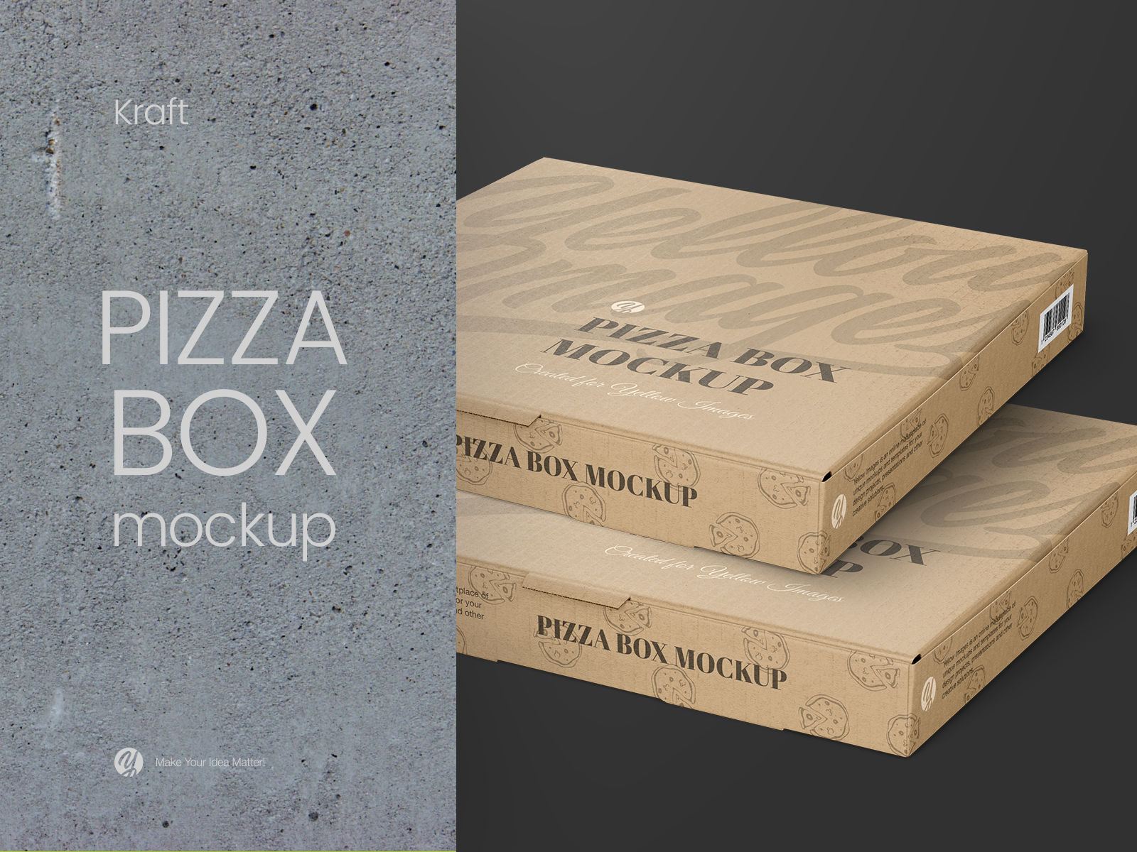 Download Kraft Pizza Box Mockup Halfside View By Helenstock On Dribbble PSD Mockup Templates