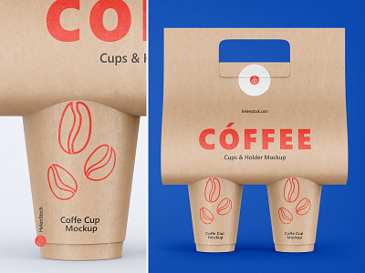 Download Coffee Cups And Holder Mockups Front View By Helenstock On Dribbble