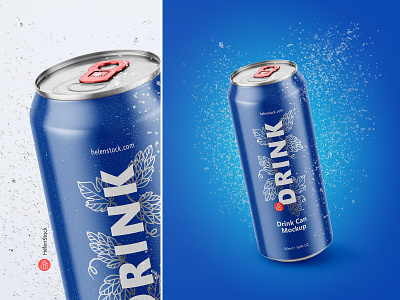 500ml Drink Can with Drops Mockup - Shot #01