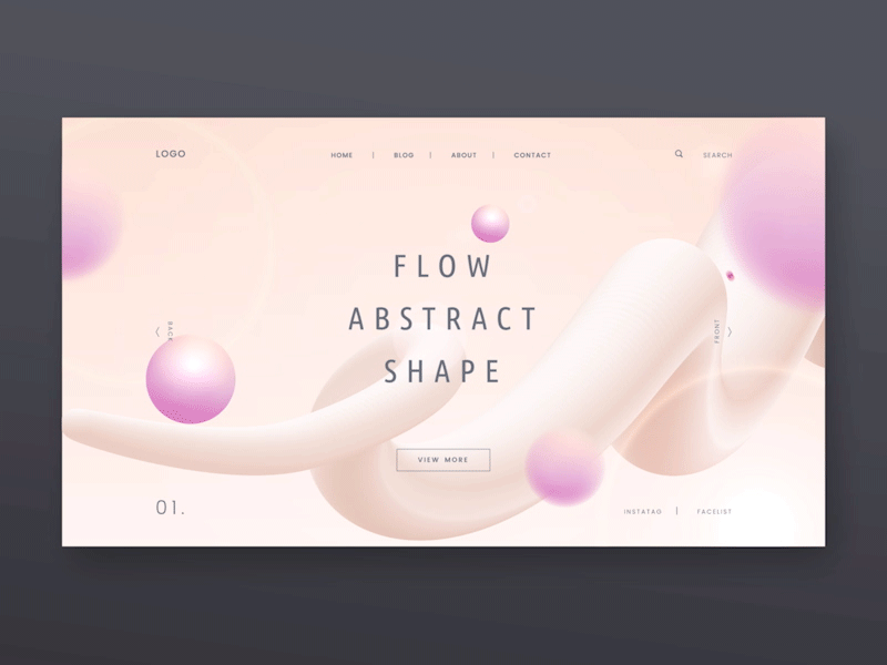 Landing Page Template For Cosmetic Brand And Cosmetical Tools. 3d abstract brand care composition cosmetic creative delicate design gif graphic header illustration landing page organic shapes soft colors ui vector web