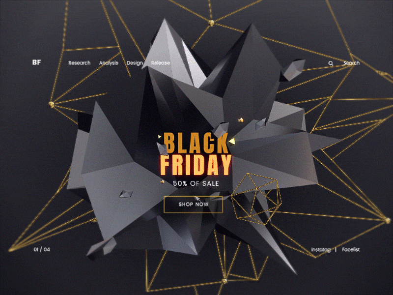 Black Friday, Web UI/UX 3d abstract advertising black black friday design e commerce friday gif golden graphic promote sale shapes shop shopping ui uiux ux vector