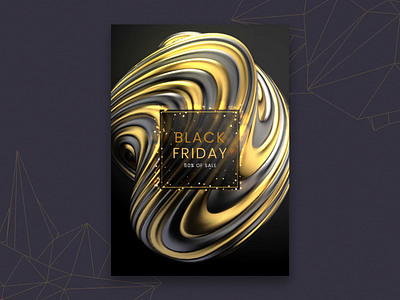 Black Friday, Poster 02 3d abstract animation banner black friday branding composition design e commerce ecommerce gold golden graphic illustration poster promote sale shapes vector video