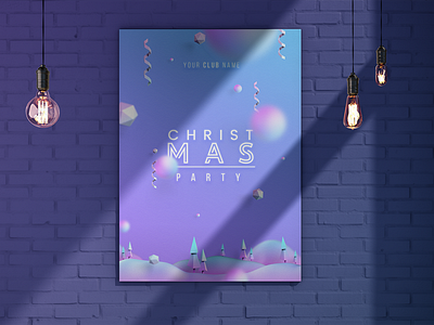 Christmas Poster Free brick wall christmas christmas card christmas tree cover design download free free download gift gift card graphic merry christmas party poster psd snowball trendy trendy color winter