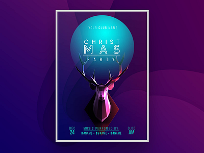 Trendy Christmas Poster broshure celebration christmas christmas poster color cover creative market deer event flyer holiday indigo leaflet new year party photoshop poster psd trendy winter