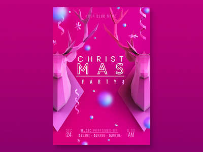 Incarnadine Christmas 3d celebrate celebration christmas cover deer design flyer graphic holiday incarnadine leaflet new year party pink poster red snowball trend winter
