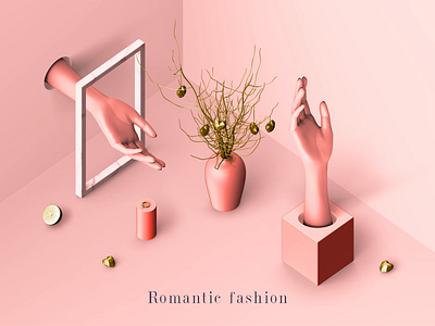 Romantic Fashion #01 👠 3d animated coral color crazy creative design fashion gif gold graphic hand isolated isometric ring romantic scene creator scenecreator trendy valentine day wedding