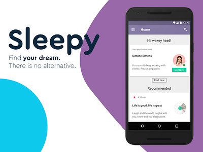 Sleepy - Android app concept android app design material design mental health mobi mobile app mobile app design sleeping ui ux