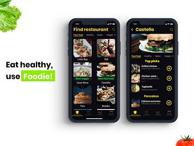 Foodie - mobile app design app design dark ui design food ios ui ux