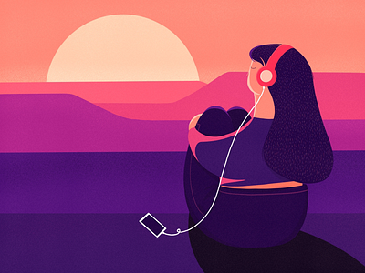 Sunset girl illustration minimalist music procreate purple simple smartphone sunrise sunset woman