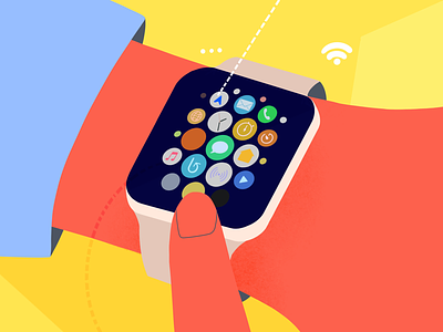 Smart watch ui apple watch apps digital finger hands illustration interface procreate smart watch tap ui ux watch