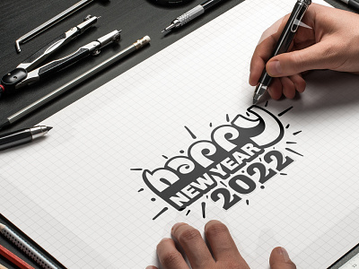 Happy New Year! branding custom typography design flat logo graphic design hand drawn hand lettering happy new year illustration lettering logo logo design logodesign new year signature typography ui vector