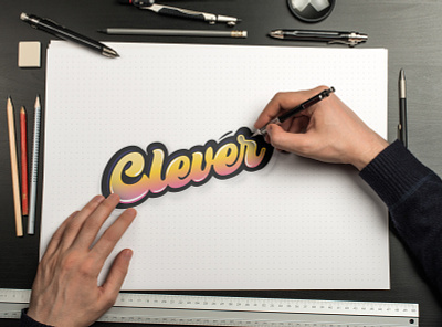 Clever Lettering LOGO. branding custom typography design flat logo hand made style hand written illustration lettering lettering style logo logo design logodesign typography ui vector